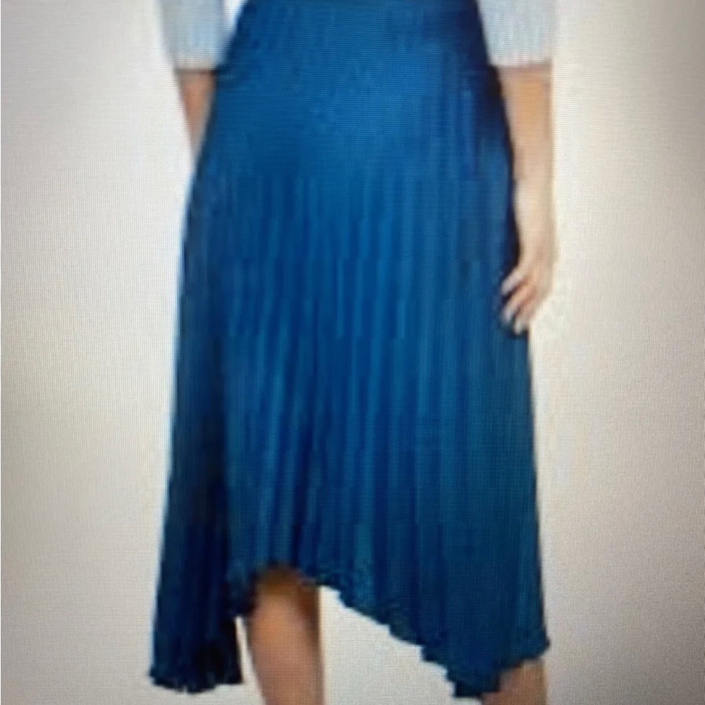 Banana Republic women's Pleated High-Low Skirt Blue w/Black NWOT - Size 2 - Picture 4 of 5